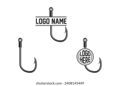 Fishing hook Monogram, Fishing Logo, Fishing Hook Logo, Fishing Hook Vector, Fishhook silhouette