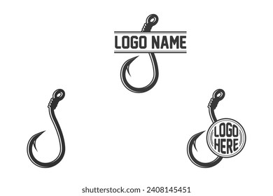 Fishing hook Monogram, Fishing Logo, Fishing Hook Logo, Fishing Hook Vector, Fishhook silhouette