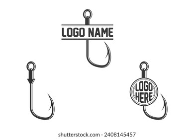 Fishing hook Monogram, Fishing Logo, Fishing Hook Logo, Fishing Hook Vector, Fishhook silhouette