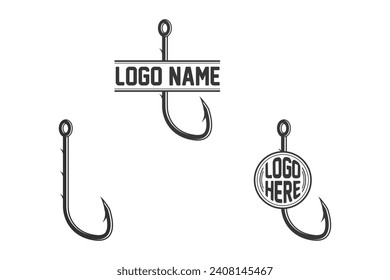 Fishing hook Monogram, Fishing Logo, Fishing Hook Logo, Fishing Hook Vector, Fishhook silhouette