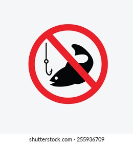 fishing hook with not allowed symbol. no fishing allowed    