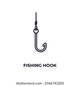 fishing hook outline icon. Linear vector from nautical concept. Thin line fishing hook icon isolated on white background