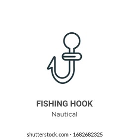 Fishing hook outline vector icon. Thin line black fishing hook icon, flat vector simple element illustration from editable nautical concept isolated stroke on white background