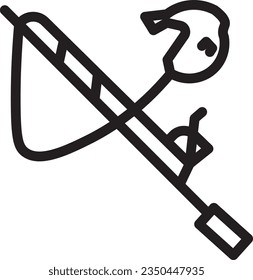 Fishing Hook Rod Outline Icon