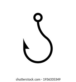 Fishing hook shape vector icon. Fish bait symbol sign. Logo symbol. Simple shape catch silhouette image illustration. Isolated on white background.