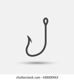 Fishing hook sign icon. Fishermen tackle symbol. Flat fishing hook web icon on white background. Vector