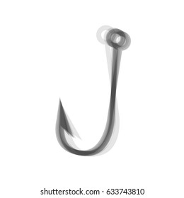Fishing Hook sign illustration. Vector. Gray icon shaked at white background.