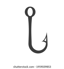 Fishing hook Silhouette. Vector illustration of fishing hook icon. Fishing bait. Great for fishing shop design.