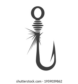 Fishing hook Silhouette. Vector illustration of fishing hook icon. Fishing bait. Great for fishing shop design.