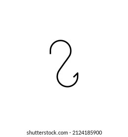 Fishing hook. Simple icon. Black on white background
