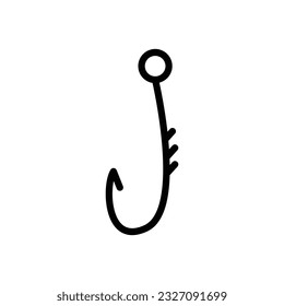 Fishing hook. Simple icon. Black on white background