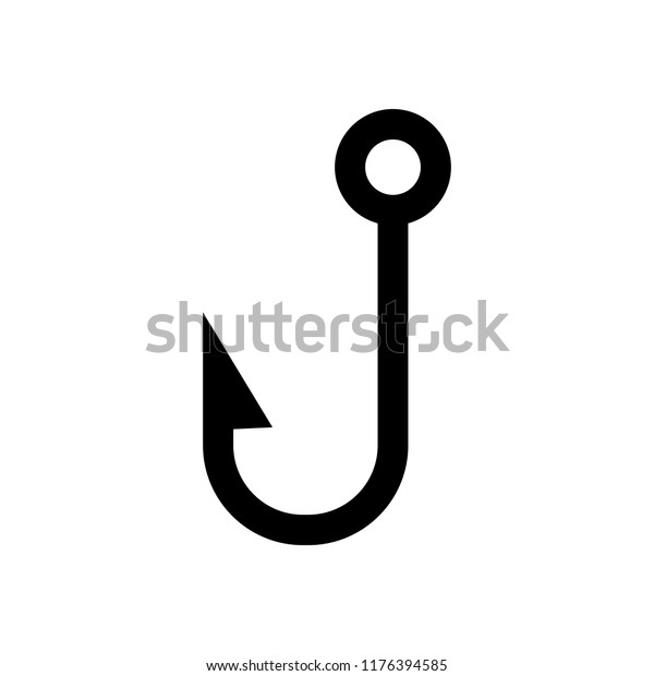Fishing\
hook. Simple icon. Black on white\
background