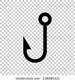 Fishing hook. Simple icon. On transparent background.