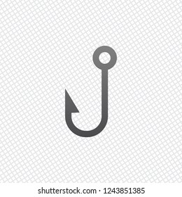 Fishing hook. Simple icon. On grid background