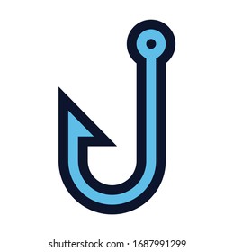 Fishing Hook. Simple Vector Color Icon.