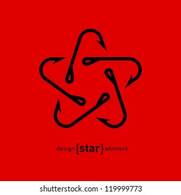 Fishing Hook star vector illustration. Marine company Logotype template