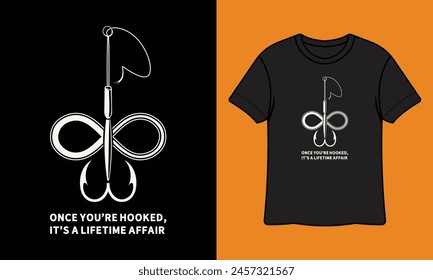 Fishing Hook T Shirt Design With Mockup