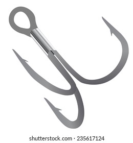Fishing hook triple vector isolated on white