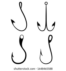 Fishing Hook Vector Black Silhouettes Set Stock Vector (Royalty Free ...