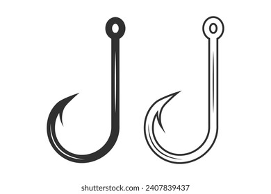 Fishing Hook Vector, Fishhook silhouette, Fishing  Set, Premium Quality Hook Vector, Fishing Hook Graphics, Stylish Fishing Hook, illustration,  Vector Format