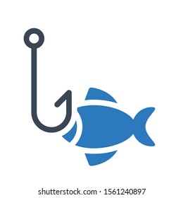 fishing hook vector glyph colour icon 