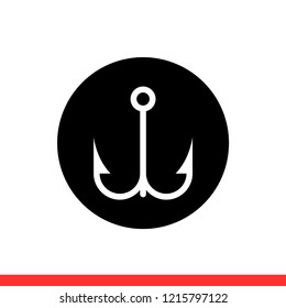Fishing hook vector icon, angling symbol. Simple, flat design for web or mobile app
