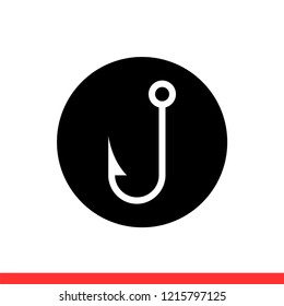 Fishing hook vector icon, angling symbol. Simple, flat design for web or mobile app