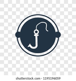 Fishing Hook vector icon isolated on transparent background, Fishing Hook transparency logo concept