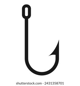 Fishing hook vector icon isolated on white background. Simple linear illustration of hook black shape, fishing equipment