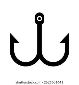 Fishing hook vector icon isolated on white background Fishing hook icon, silhouette,
