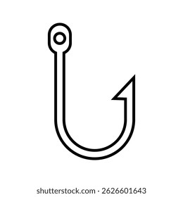 Fishing hook vector icon isolated on white background Fishing hook icon, silhouette,