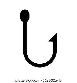 Fishing hook vector icon isolated on white background Fishing hook icon, silhouette,