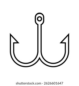 Fishing hook vector icon isolated on white background Fishing hook icon, silhouette,