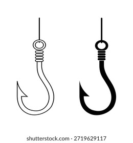 Ícone do vetor do anzol de pesca. Pesca gancho logotipo ícone vetor ícone de silhueta de gancho simples. Símbolo de gancho.
