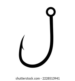 fishing hook vector icon on white background. Great for angler, fisherman, hook logo.