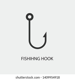 Fishing hook vector icon solid grey