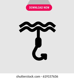 Fishing Hook Vector Icon, The symbol of special implement for fishing. Simple, modern flat vector illustration for mobile app, website or desktop app 