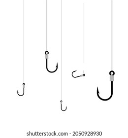 fishing hook vector illustration isolated on white background. fishing hook line break concept