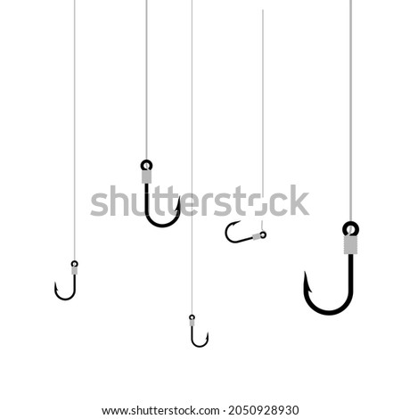 fishing hook vector illustration isolated on white background. fishing hook line break concept