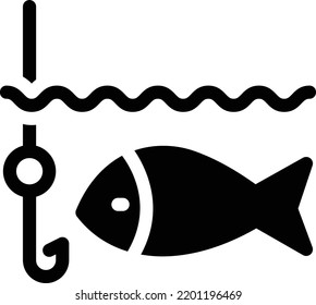 fishing hook Vector illustration on a transparent background.Premium quality symbols.Glyphs vector icon for concept and graphic design.