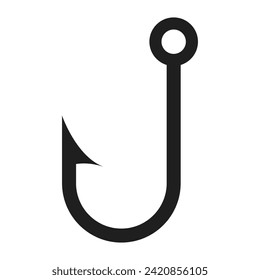 Fishing hook vector linear icon isolated on white background. Simple line flat illustration of curved hook