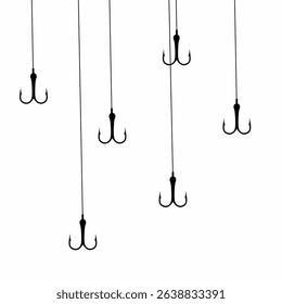 Fishing hook vector on white background. The concept of a fishing hook lowered into the water to catch fish.