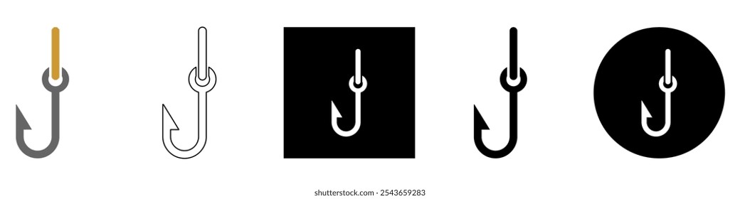 fishing hook vector pictogram sign icon symbol ui and ux design, glyphs and stroke line