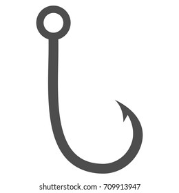 Fishing Hook vector pictograph. Style is flat graphic gray symbol.