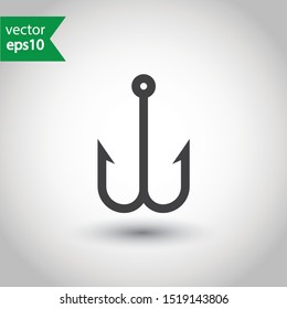 Fishing hook vector sign. Barbed fish hook icon. EPS 10 flat symbol design.