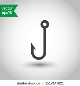 Signo vectorial de gancho de pesca. Icono de gancho de pez con púas. Diseño de símbolos planos EPS 10.