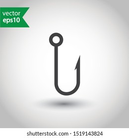 Fishing hook vector sign. Barbed fish hook icon. EPS 10 flat symbol design.