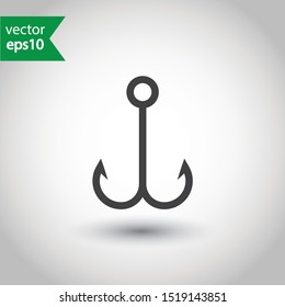 Fishing hook vector sign. Barbed fish hook icon. EPS 10 flat symbol design.