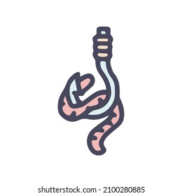 fishing hook with worm color vector doodle simple icon