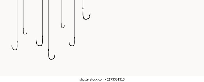 Fishing hooks. Barbed fish hook illustration